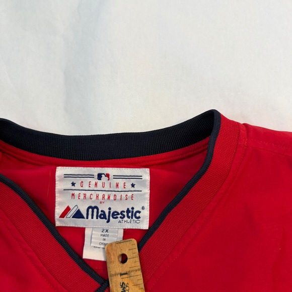 Majestic Red Sox Baseball Pullover Jacket Mens 2X V Neck Long Sleeve - Picture 9 of 9